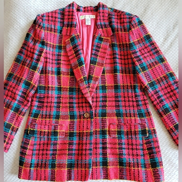 Vintage CHAUS Long Magenta Tweed Blazer - Picture 11 of 16